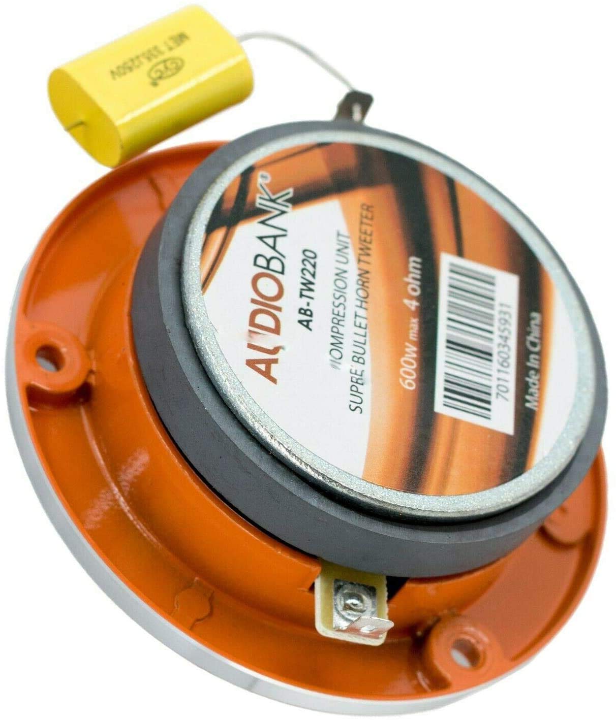 Audiobank Ab Tw220 3.75 Inch 600 Watt Car Audio Heavy Duty Compression Super Horn Tweeter/Die Cast Aluminum Frame/Frequency Resp